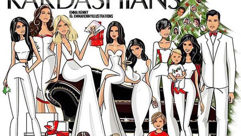 Obožavateljica obitelji Kardashian ilustrirala je njihovu božićnu čestitku