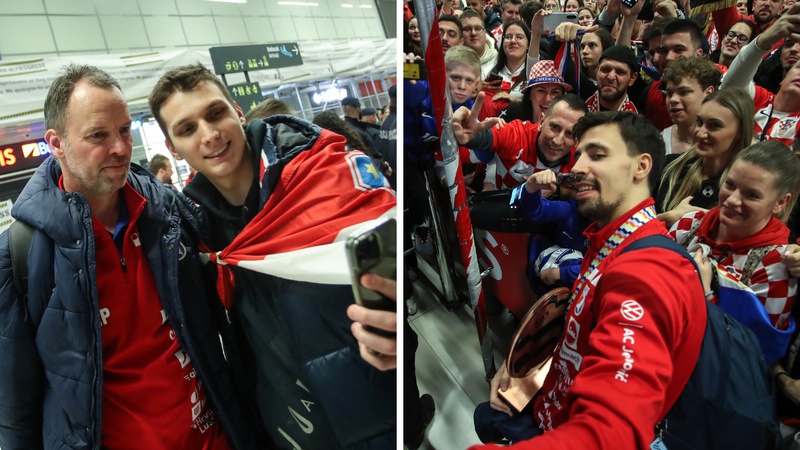 Euforija i slavlje u zra&ccaron;noj luci: Do&ccaron;ek bron&ccaron;anih rukometa&scaron;a